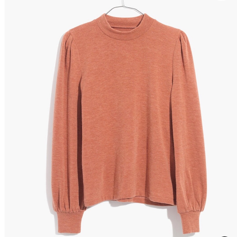 Madewell Puff-Sleeve Mockneck Top Pink